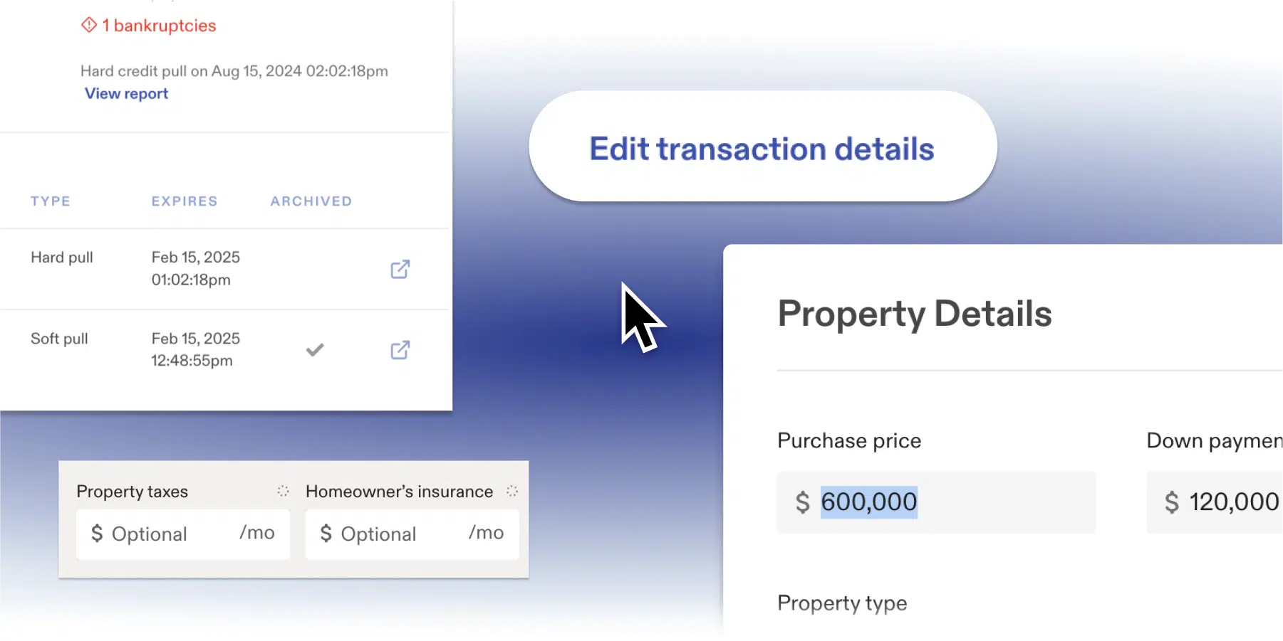 Pre-application client transaction interface