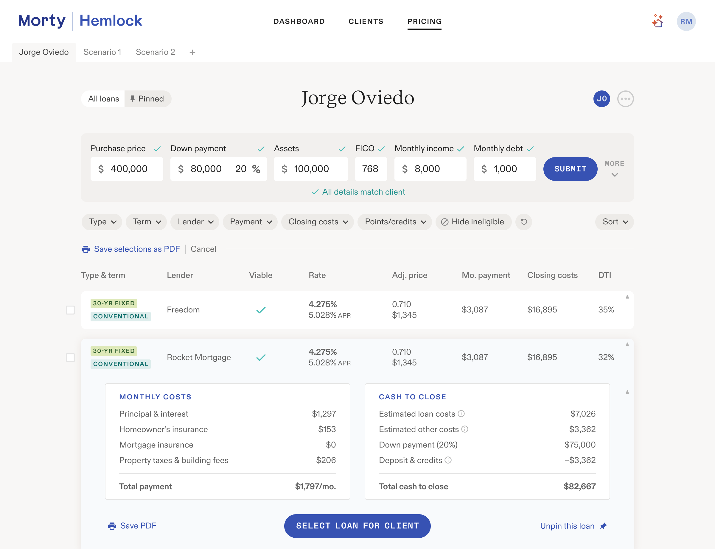 Pricing Engine Interface