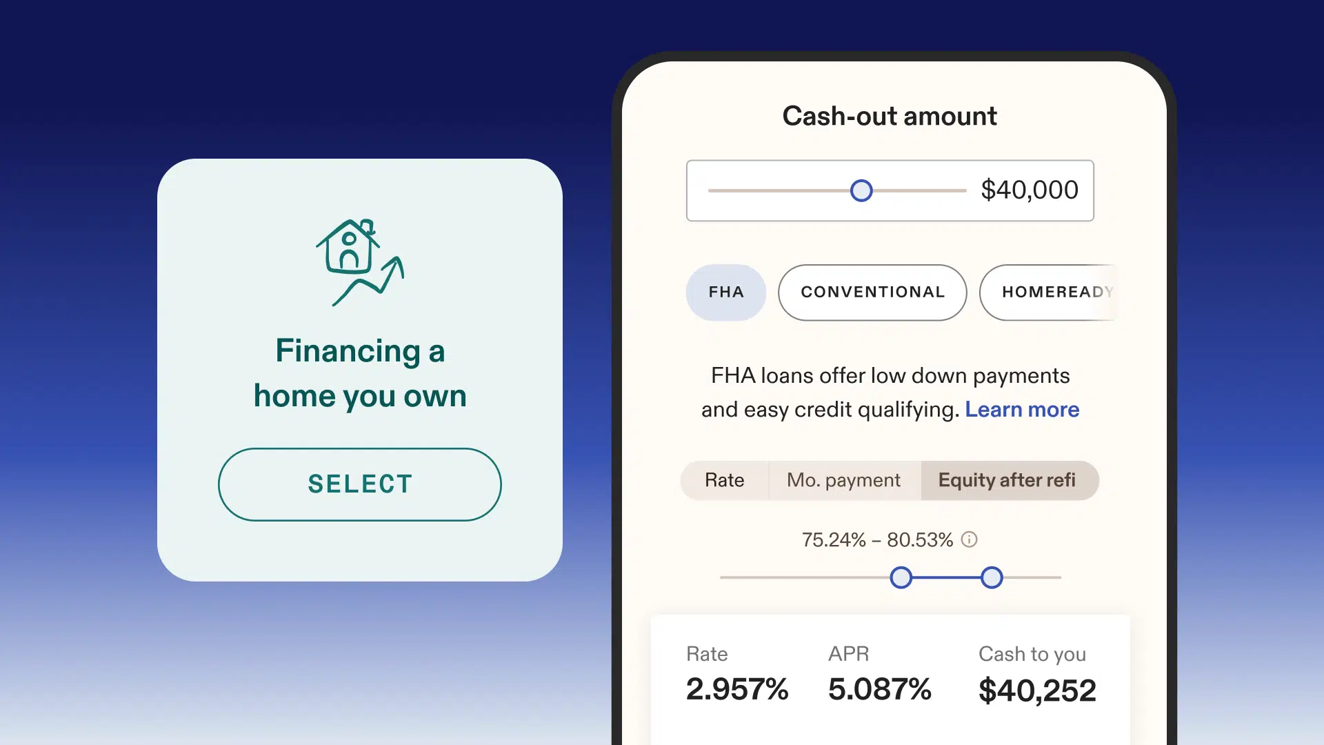 Refinance tab in mortgage rates table