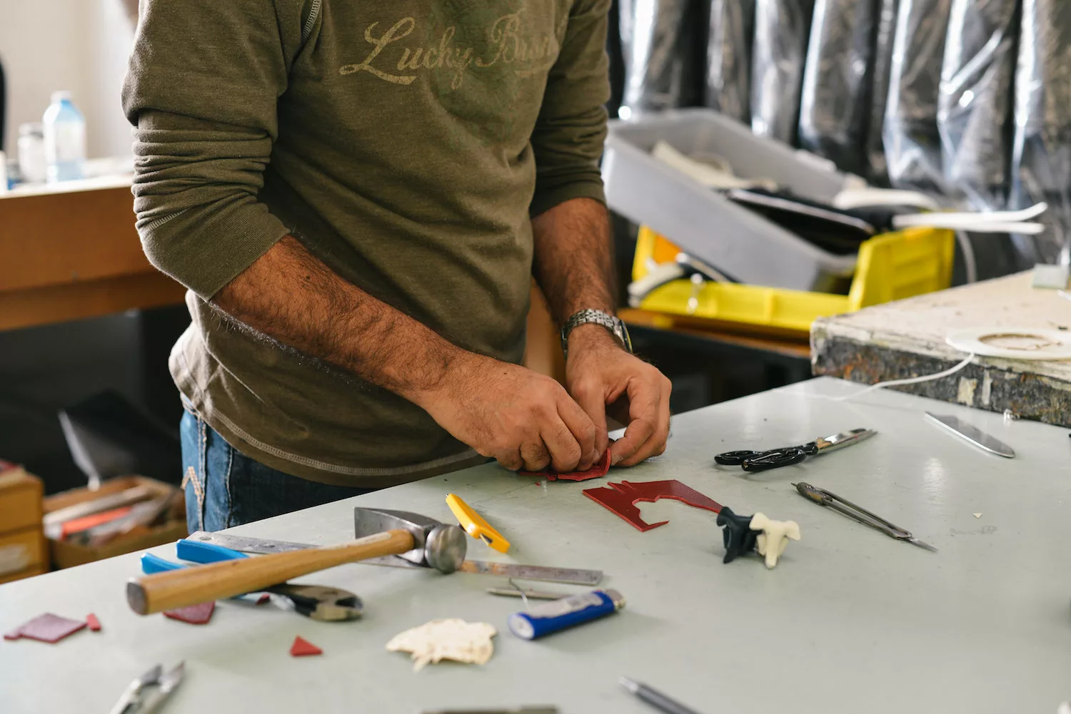 man working at workbench
