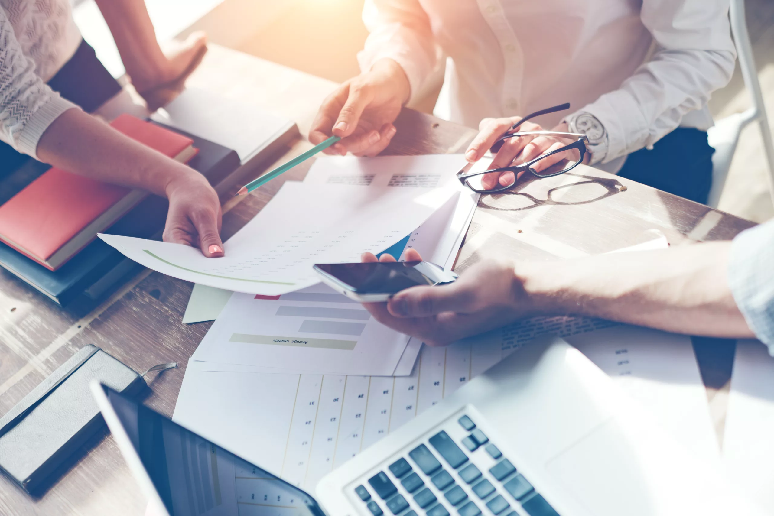 People reviewing tax documents