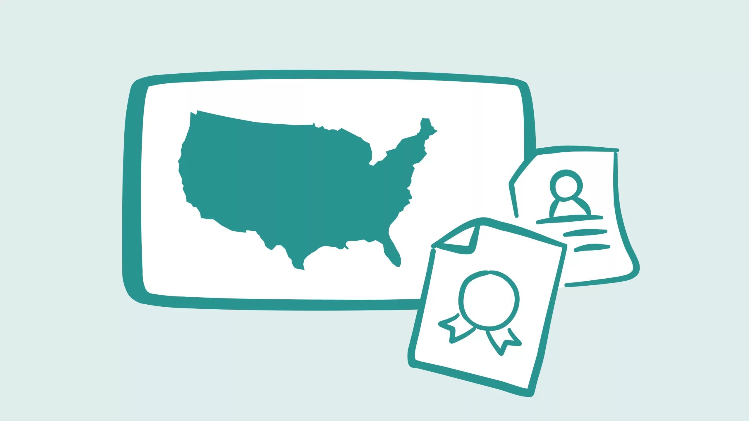 illustration on the U.S. map and certificates