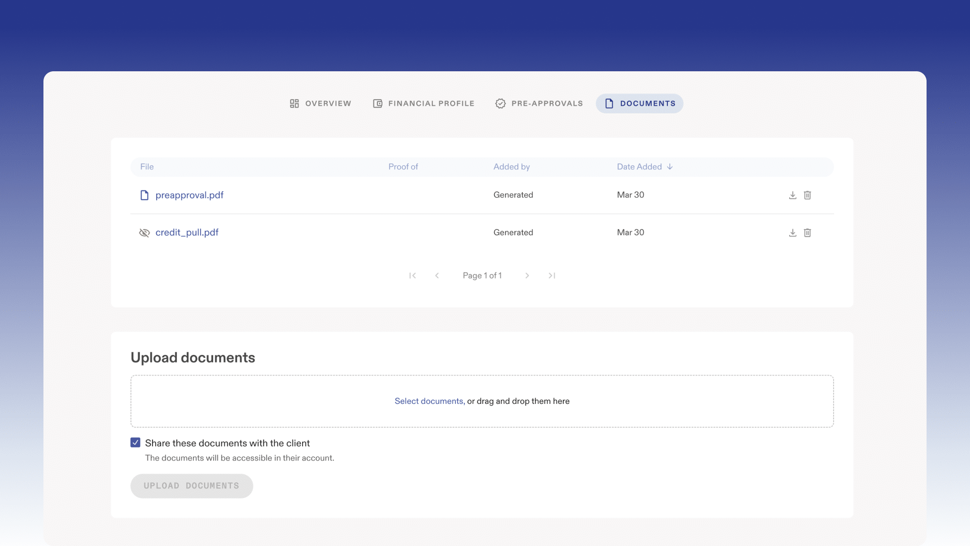 Morty document hub for mortgage loan officers